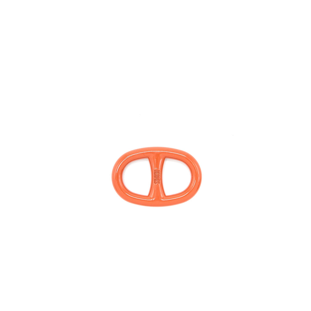 HERMES CHAINE D'ANCRE PERFOREE SCARF 90 RING ENAMEL ORANGE