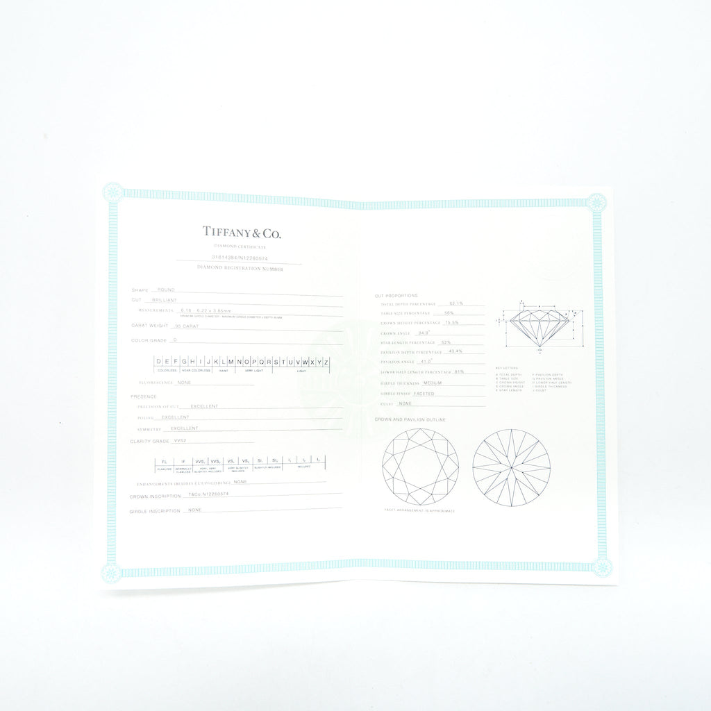TIFFANY DIAMOND RING 0.95CT D COLOR VVS2