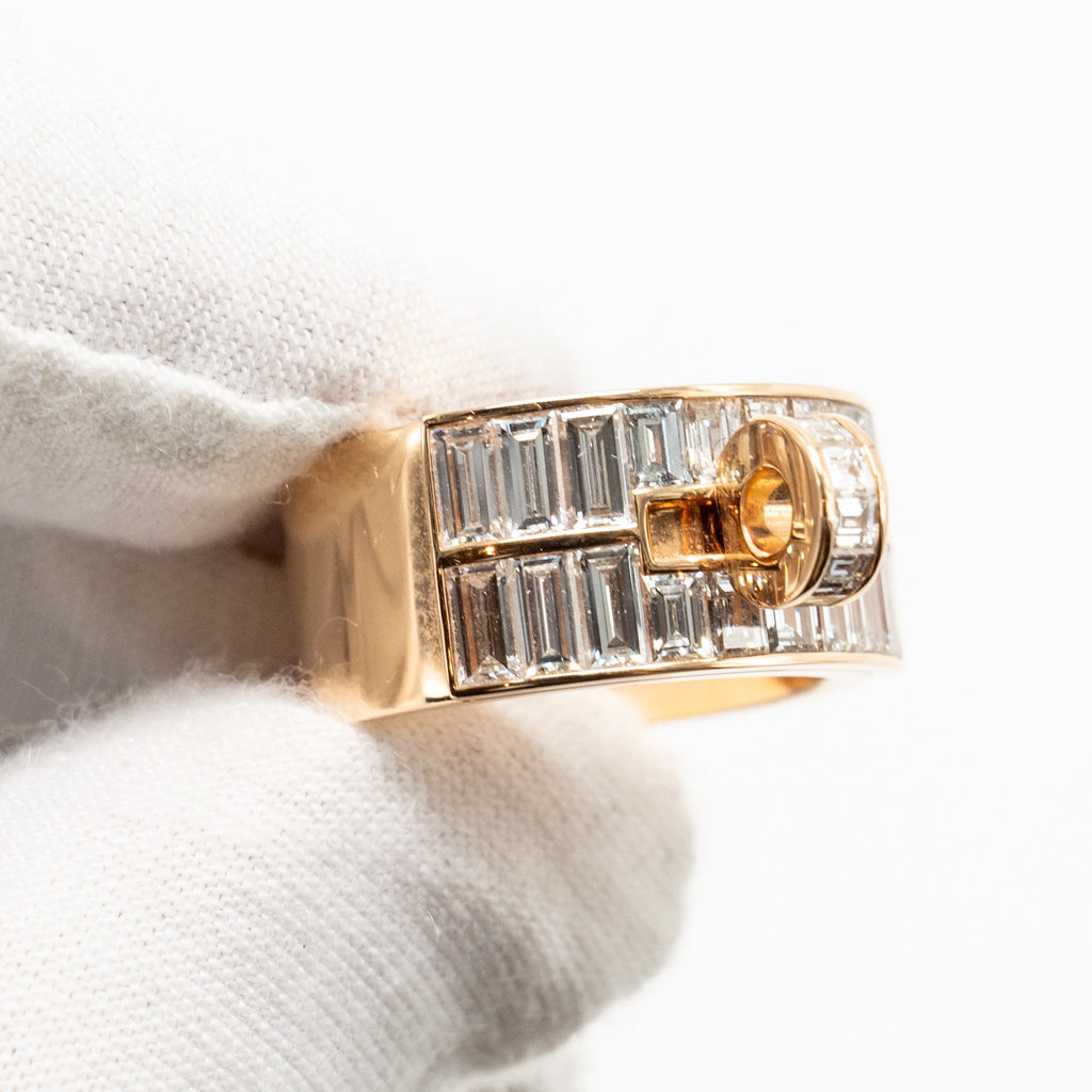 HERMES KELLY BAGUETTES RING ROSE GOLD WITH DIAMONDS