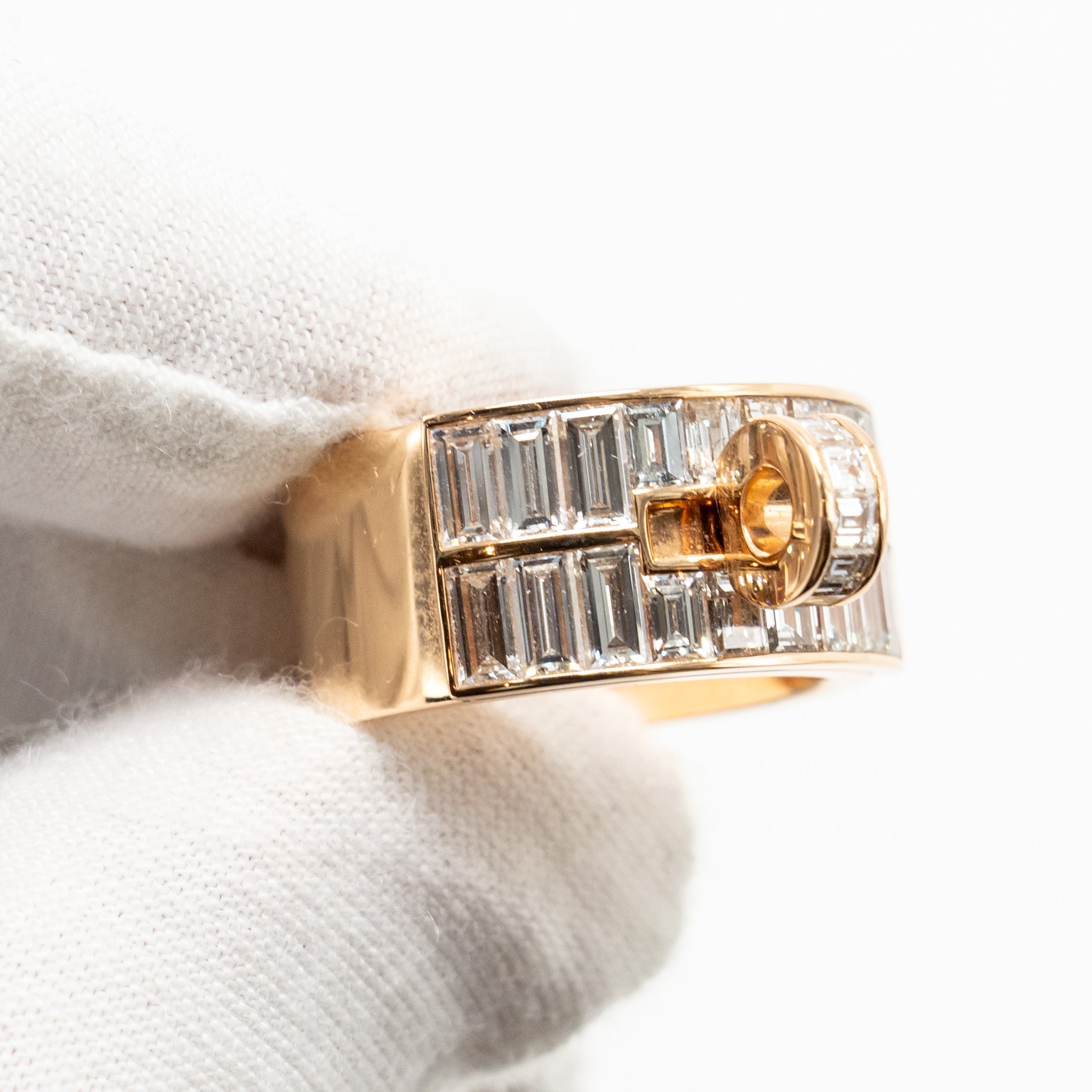 HERMES KELLY BAGUETTES RING ROSE GOLD WITH DIAMONDS