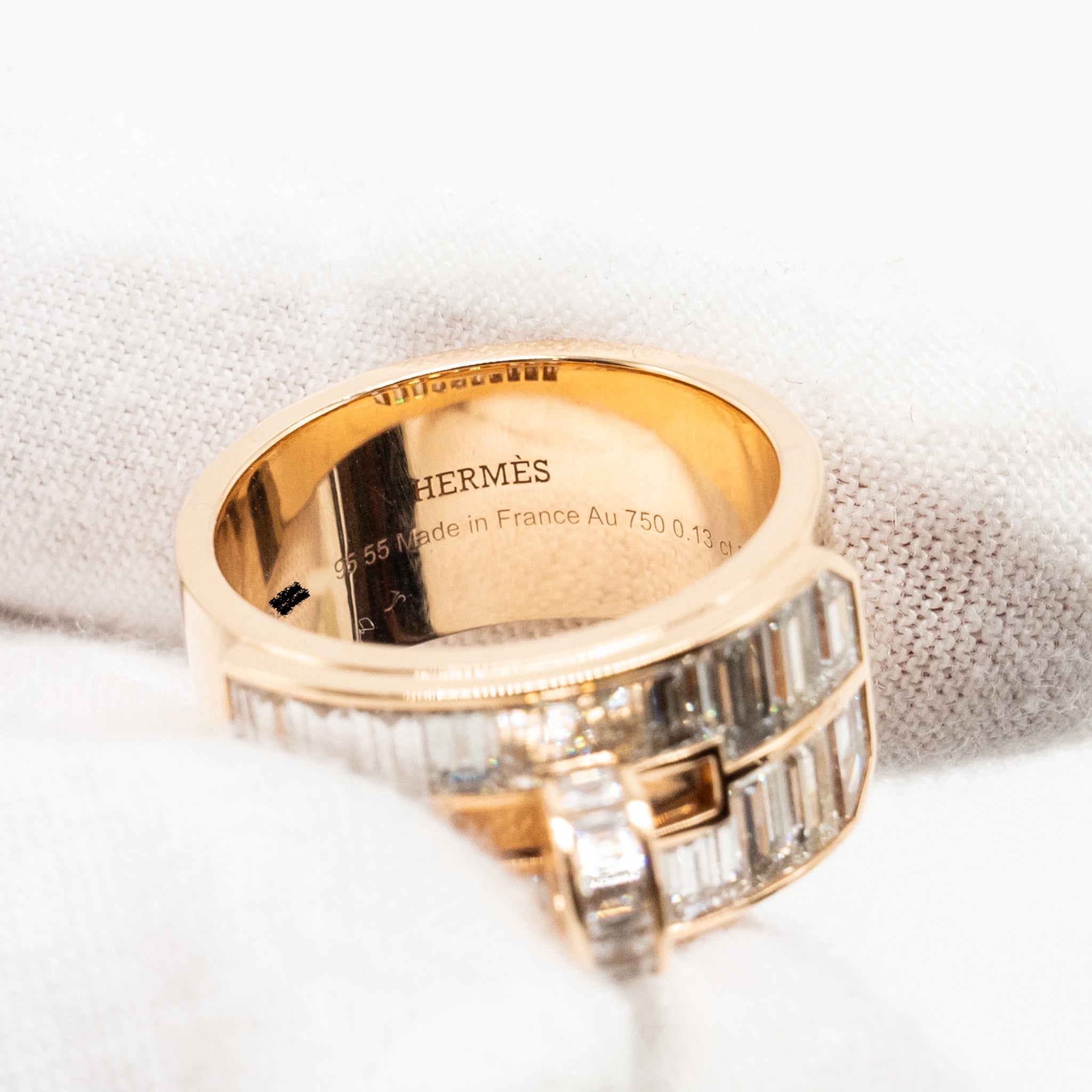 HERMES KELLY BAGUETTES RING ROSE GOLD WITH DIAMONDS