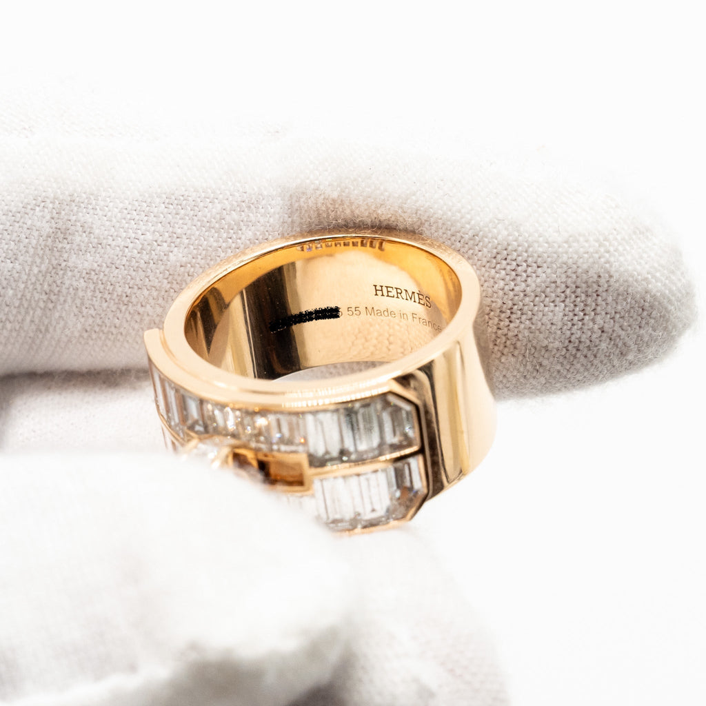 HERMES KELLY BAGUETTES RING ROSE GOLD WITH DIAMONDS