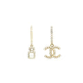 CHANEL 21K PEARL CC AND PERFUME BOTTLE CHARM DROP EARRINGS