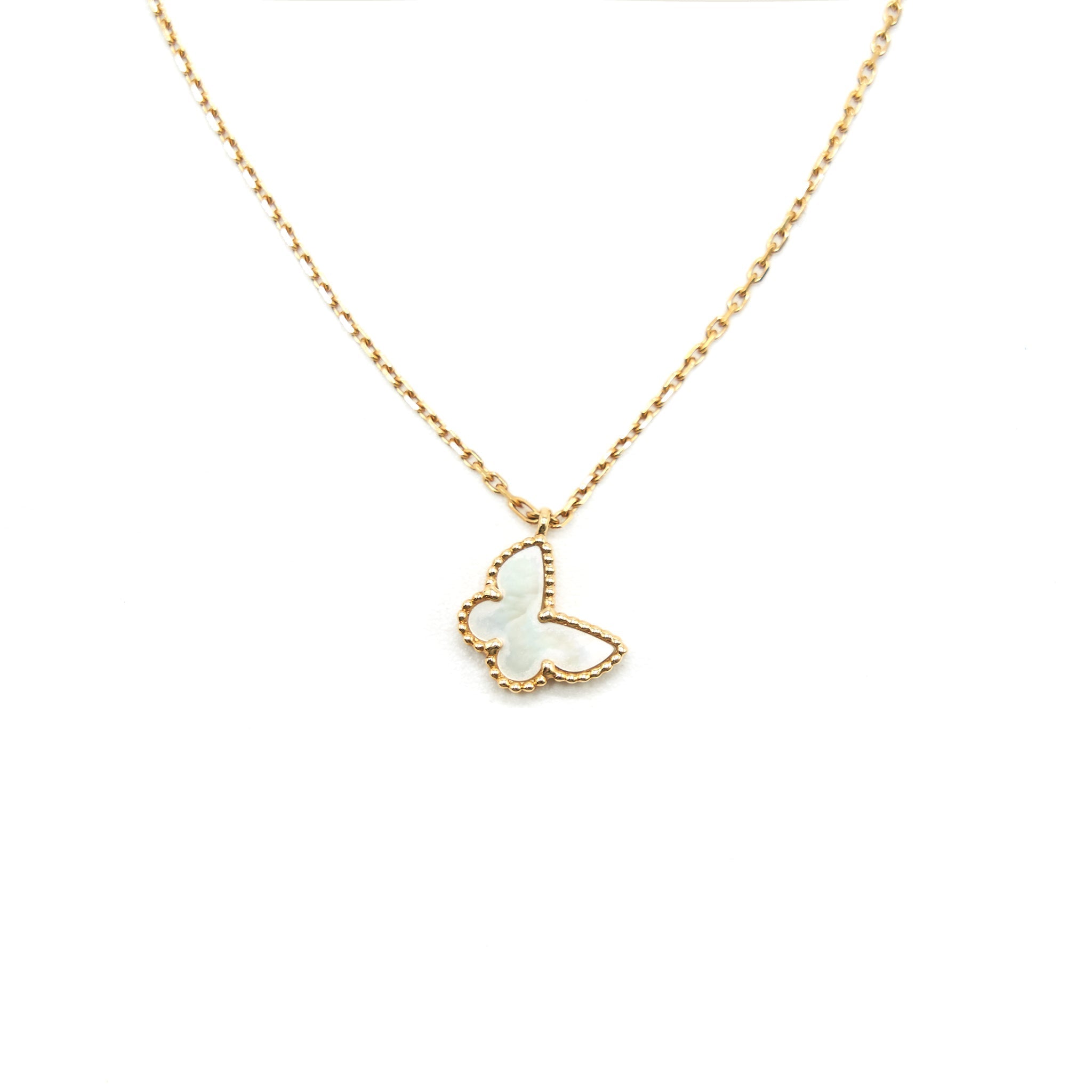 VAN CLEEF ARPELS SWEET ALHAMBRA BUTTERFLY PEDANT MOTHER OF PEARL