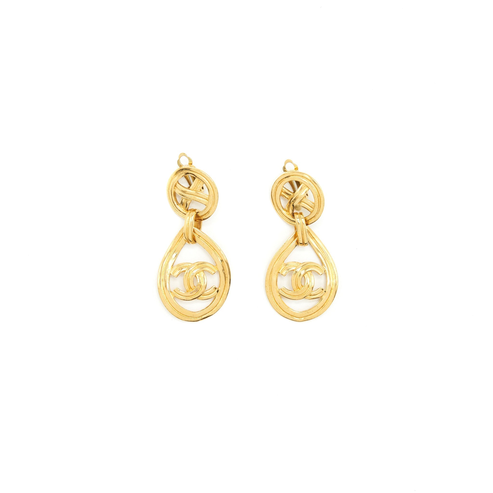 CHANEL VINTAGE DROP EARRING 24K GHW
