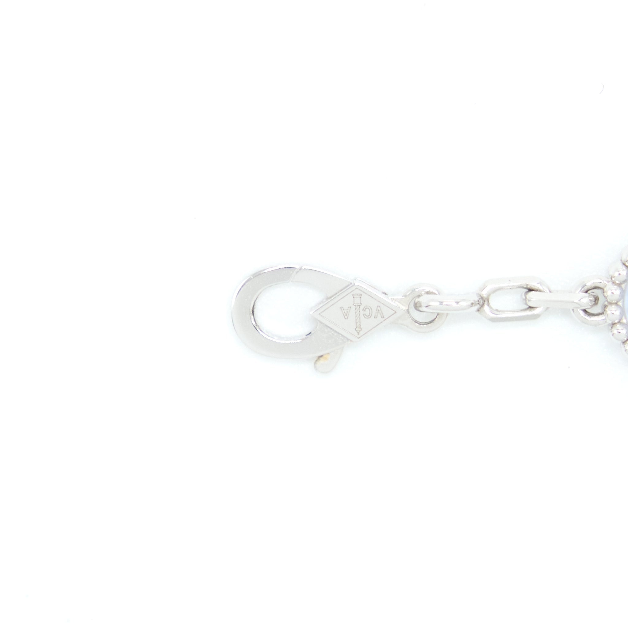 VAN CLEEF&ARPELS VINTAGE ALHAMBRA BRACELET, 5 MOTIFS 18K WHITE GOLD, CHALCEDONY