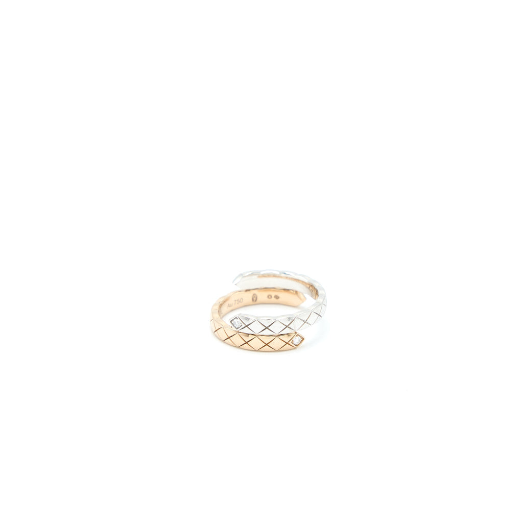 CHANEL COCO CRUSH TOILET MOI RING, SMALL VERSION 18K WHITE GOLD/BEIGE GOLD DIAMONDS