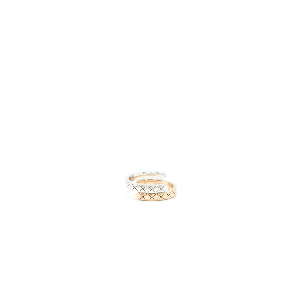 CHANEL COCO CRUSH TOILET MOI RING, SMALL VERSION 18K WHITE GOLD/BEIGE GOLD DIAMONDS