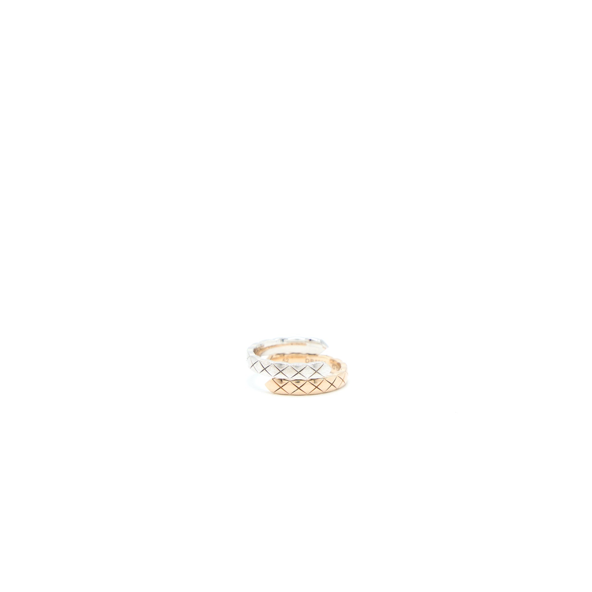 CHANEL COCO CRUSH TOILET MOI RING, SMALL VERSION 18K WHITE GOLD/BEIGE GOLD DIAMONDS