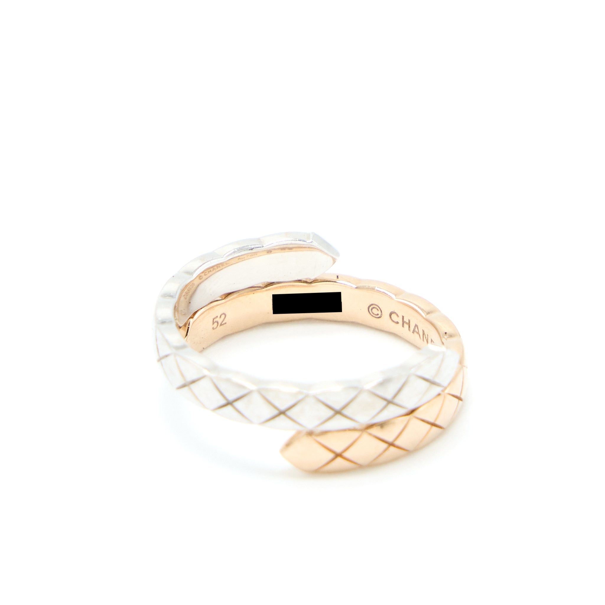 CHANEL COCO CRUSH TOILET MOI RING, SMALL VERSION 18K WHITE GOLD/BEIGE GOLD DIAMONDS