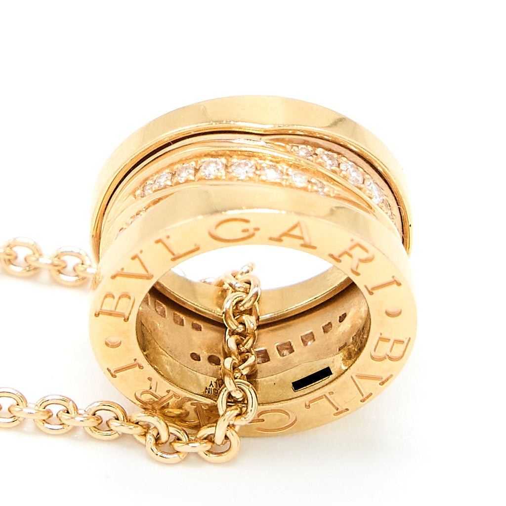 BVLGARI B.ZERO1 NECKLANCE B. ZERO 1 DESIGN LEGEND NECKLACE 18KT ROSE GOLD/PAVE DIAMONDS