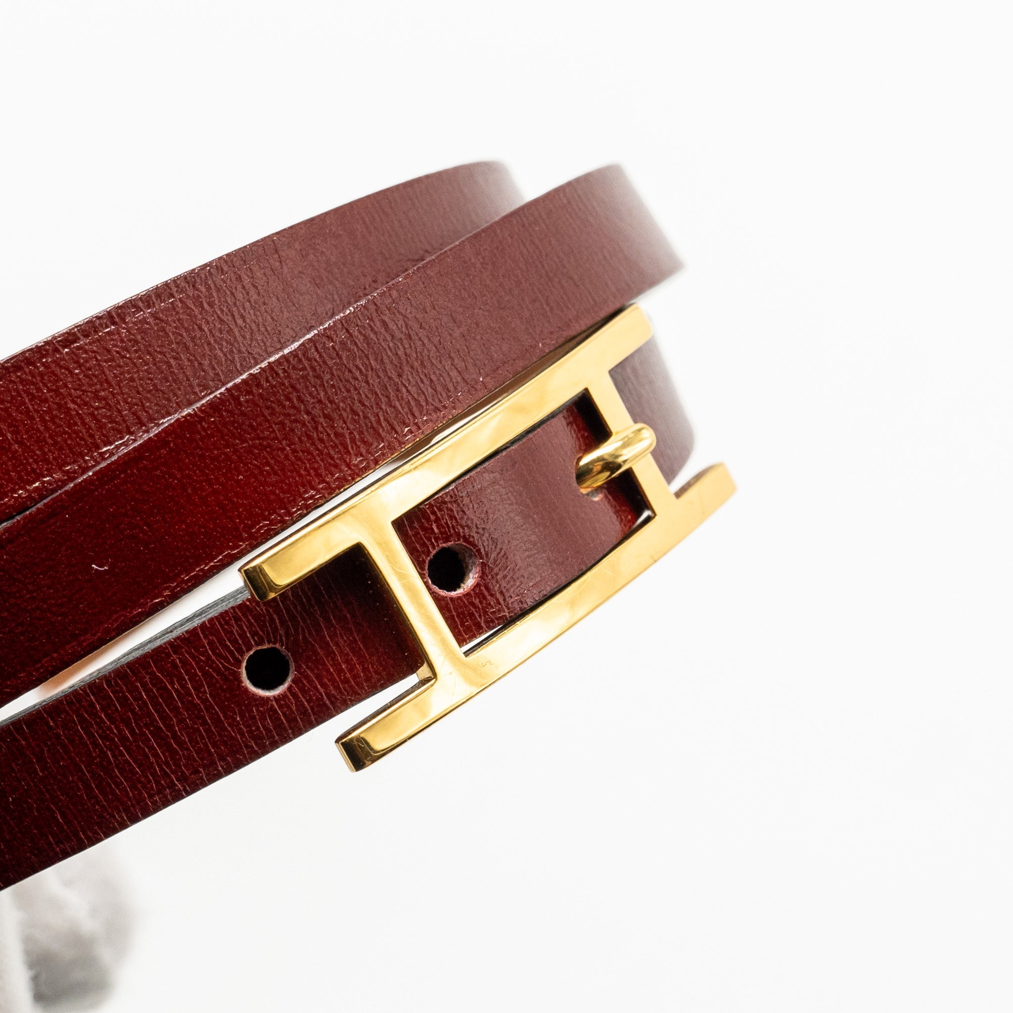 HERMES BEHAPI TRIPLE TOUR BRACELET RED GHW STAMP SQUARE Q