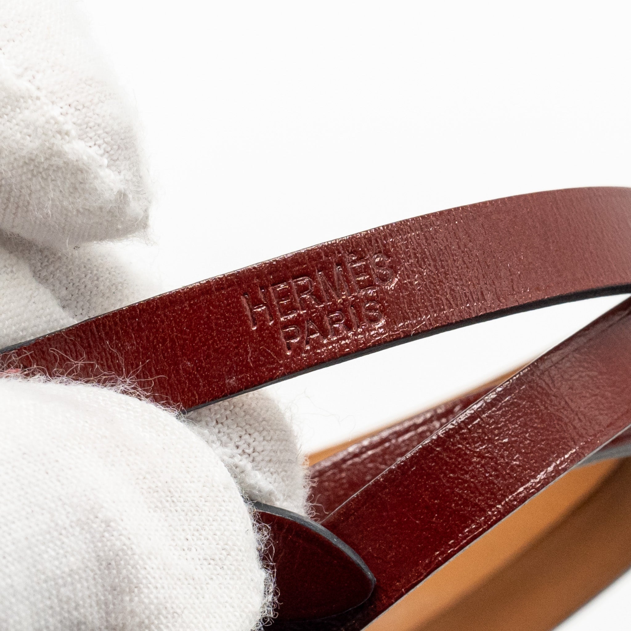HERMES BEHAPI TRIPLE TOUR BRACELET RED GHW STAMP SQUARE Q