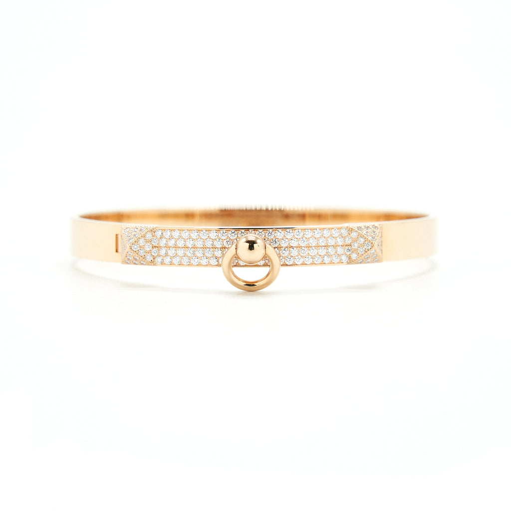 HERMES COLLIER DE CHIEN BRACELET, ROSEGOLD WITH DIAMOND