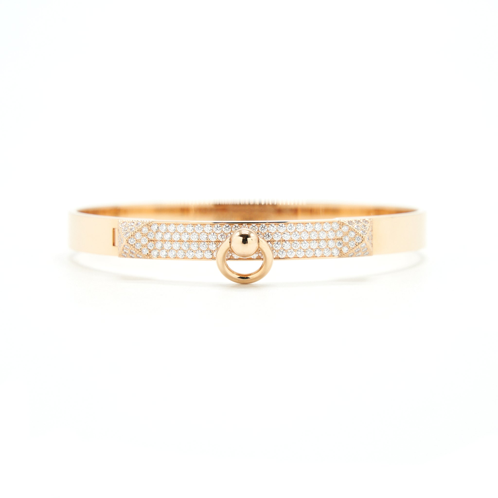 HERMES COLLIER DE CHIEN BRACELET, ROSEGOLD WITH DIAMOND