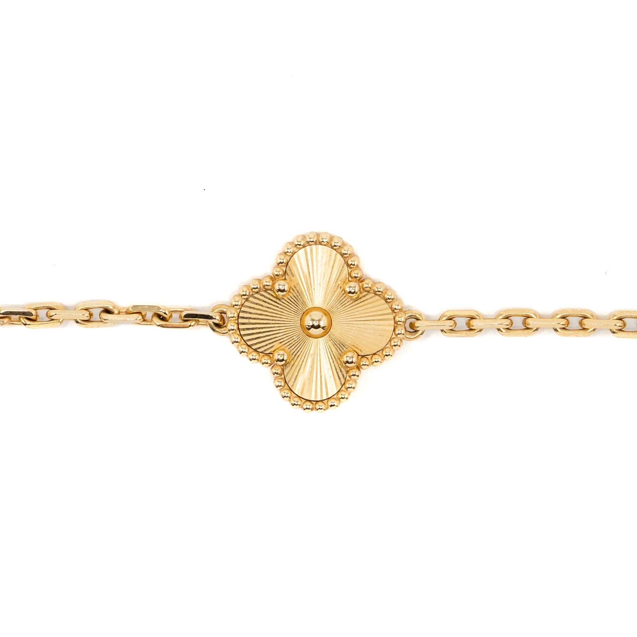 VAN CLEEF & ARPELS VINTAGE ALHAMBRA BRACELET, 5 MOTIF 18K YELLOW GOLD
