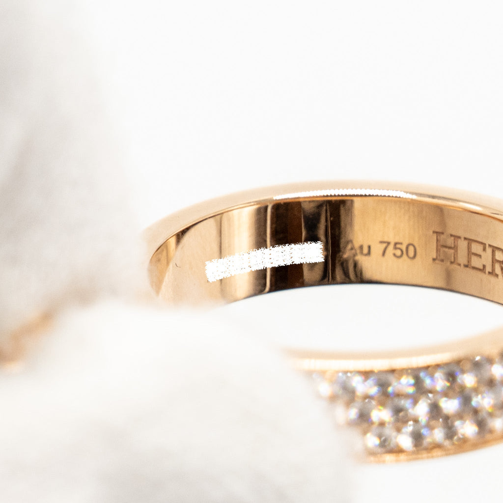 HERMES KELLY CADENAS DOUBLE RING ROSE GOLD DIAMONDS