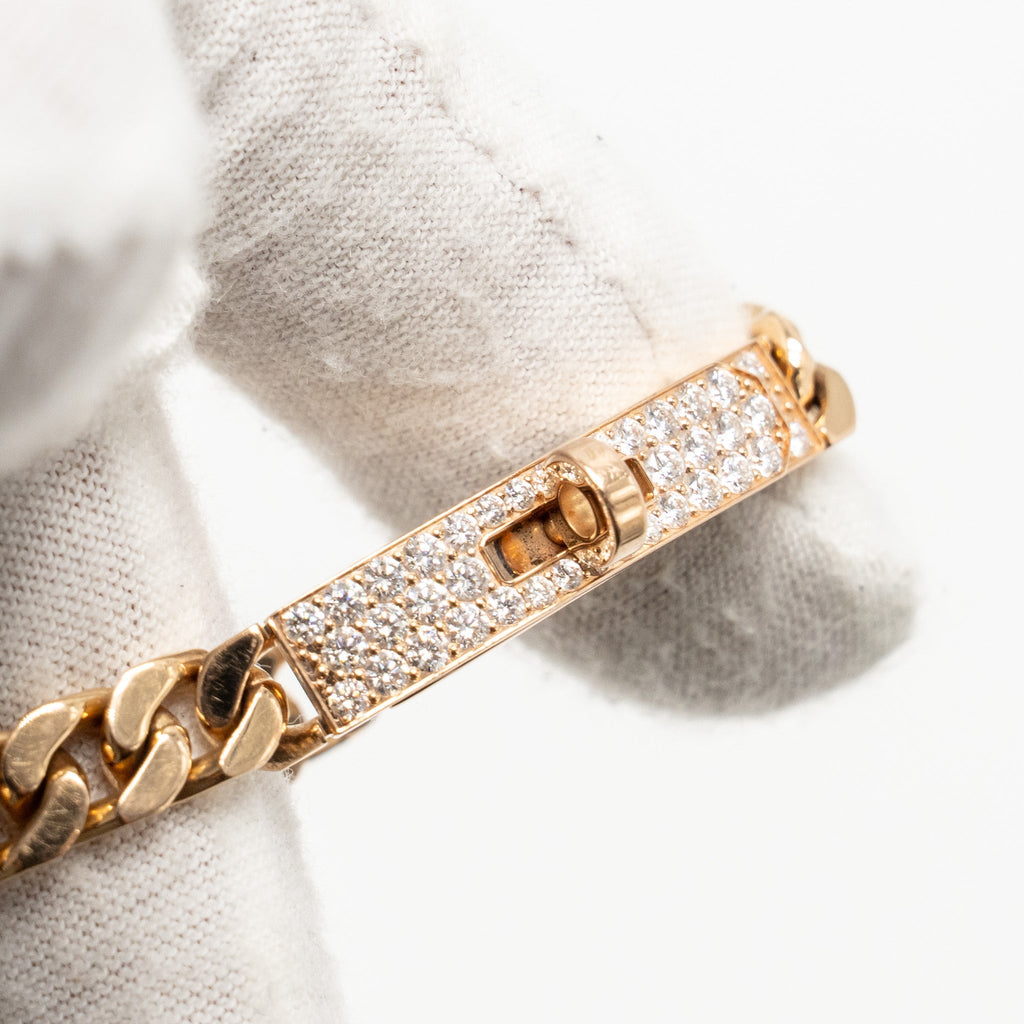 HERMES GOURMETTE BRACELET ROSE GOLD, DIAMONDS