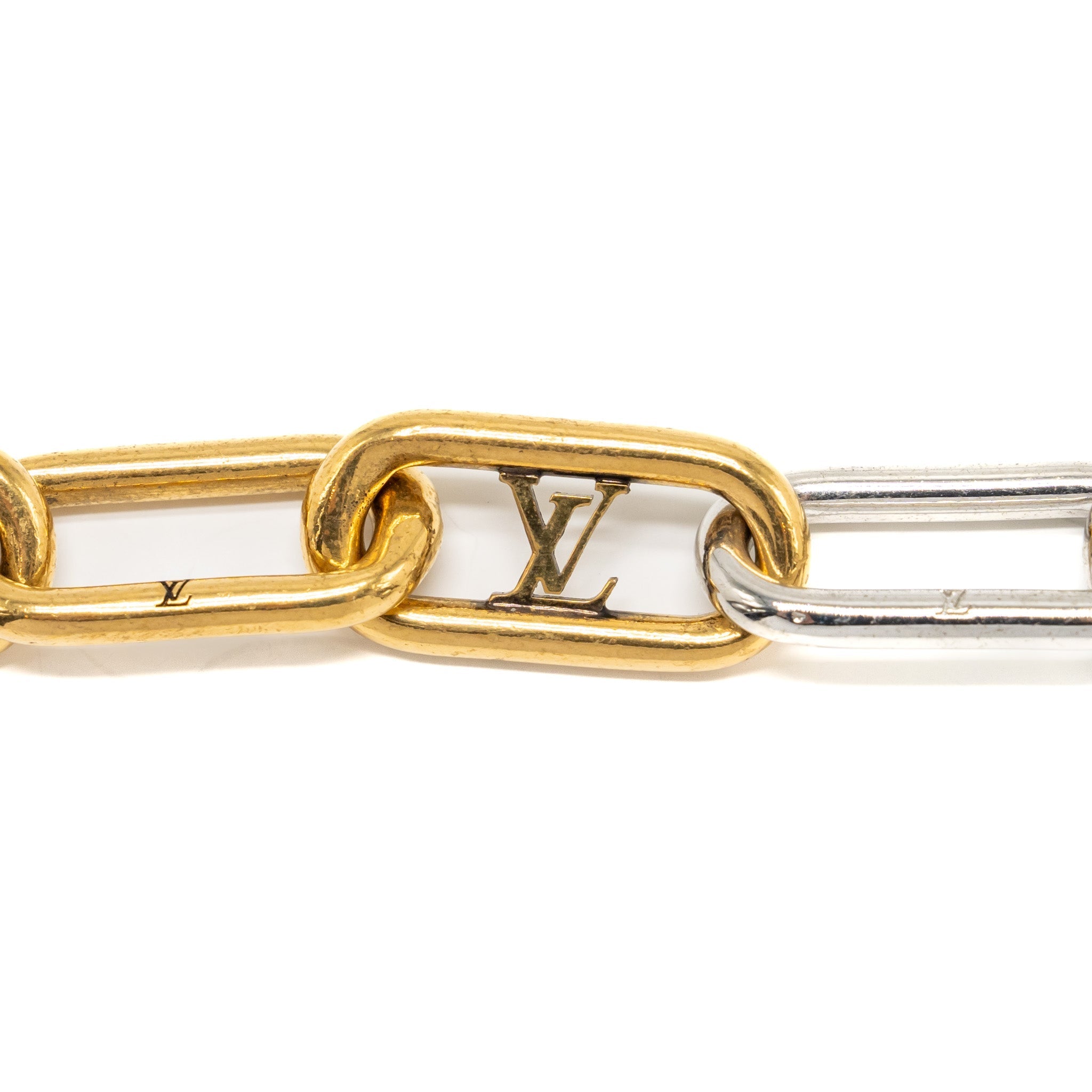 LOUIS VUITTON BRASSERIE SIGNATURE CHAIN METAL BRACELET GOLD/SILVER RAINBOW TONE
