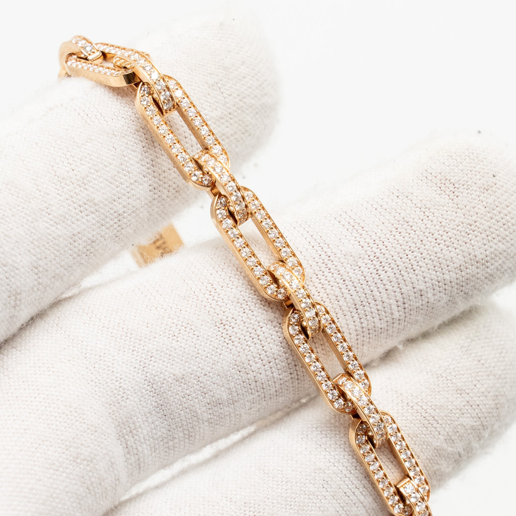 HERMES KELLY CHAINE BRACELET ROSE GOLD DIAMOND PAVED