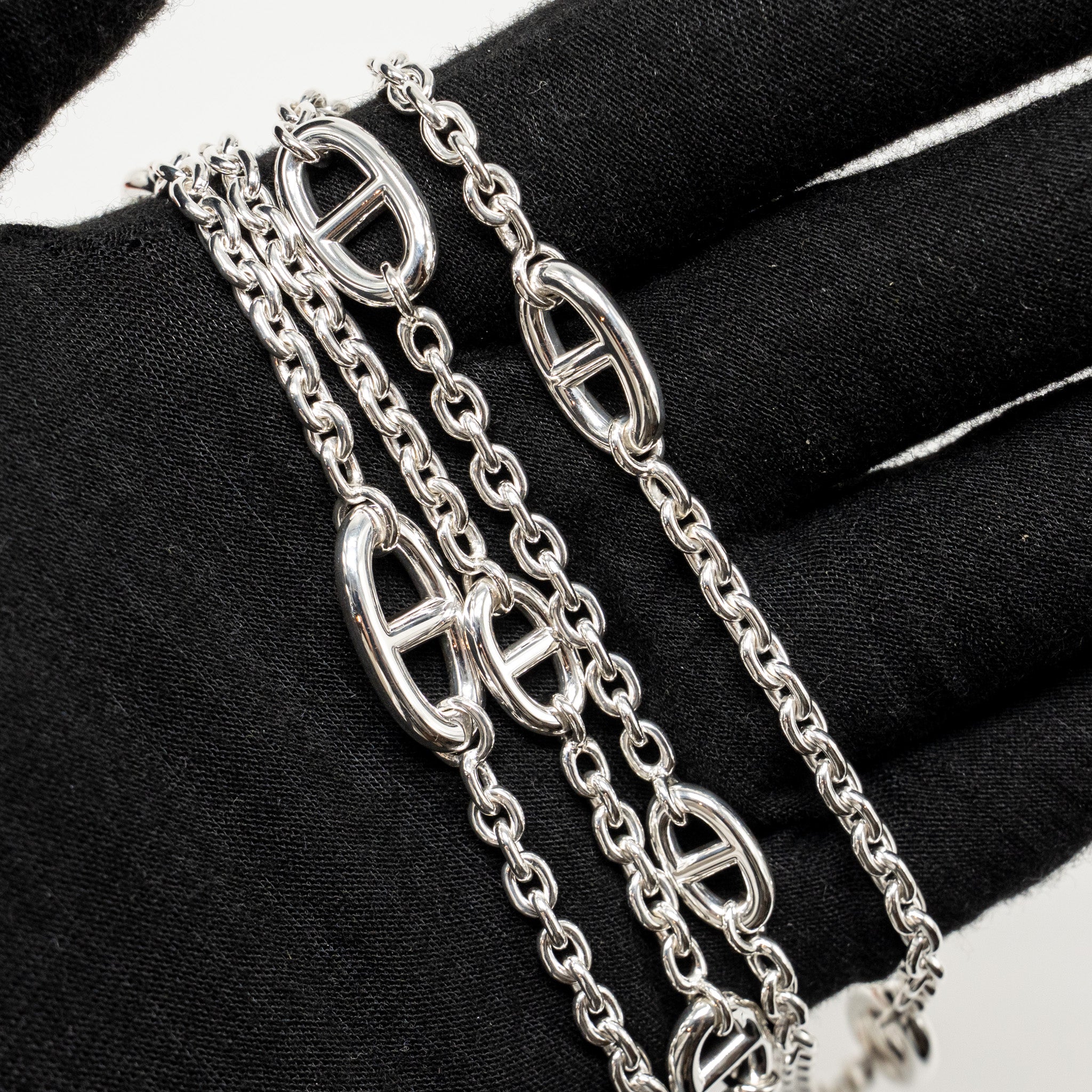 HERMES 120CM FARANDOLE LONG NECKLACE STERLING SILVER