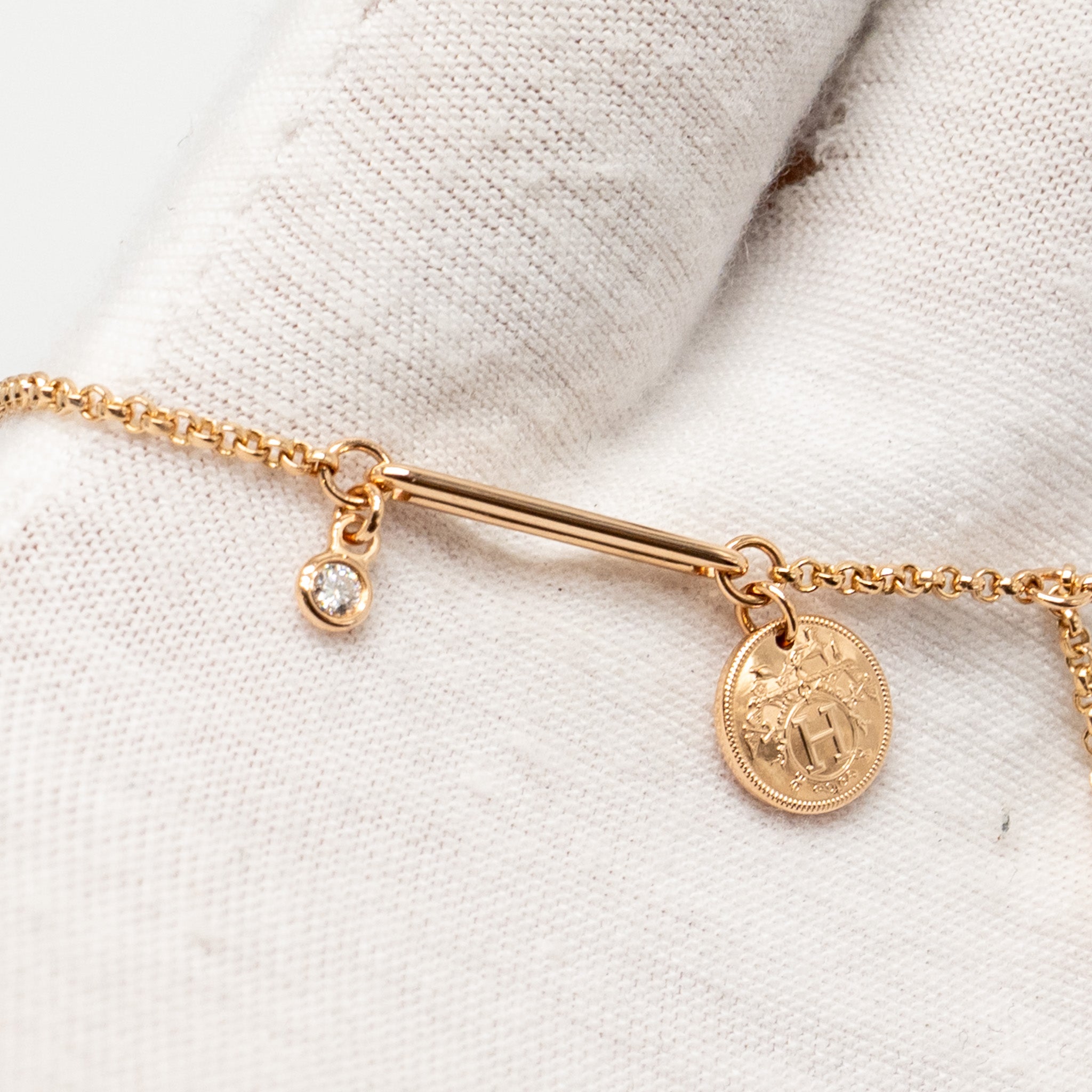 HERMES EX-LIBRIS PENDANT ROSE GOLD/DIAMOND