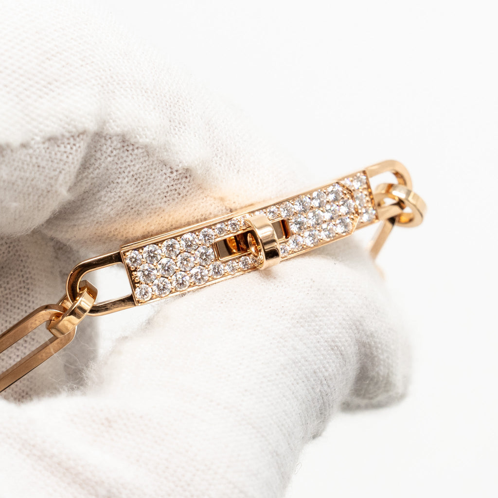 HERMES KELLY CHAINE BRACELET ROSE GOLD, DIAMONDS