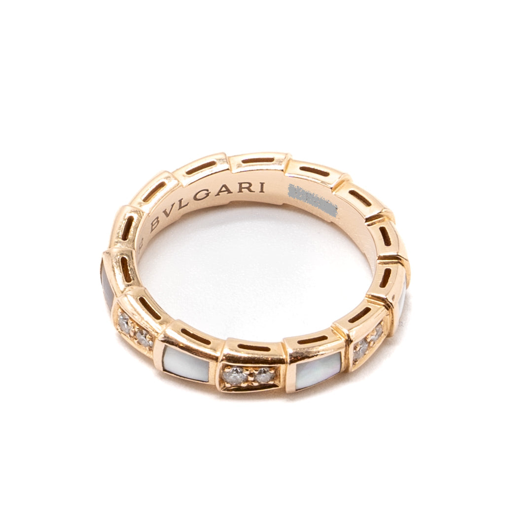 BVLGARI SERPENTI VIPER RING MOTHER OF PEARL/ ROSE GOLD DIAMONDS