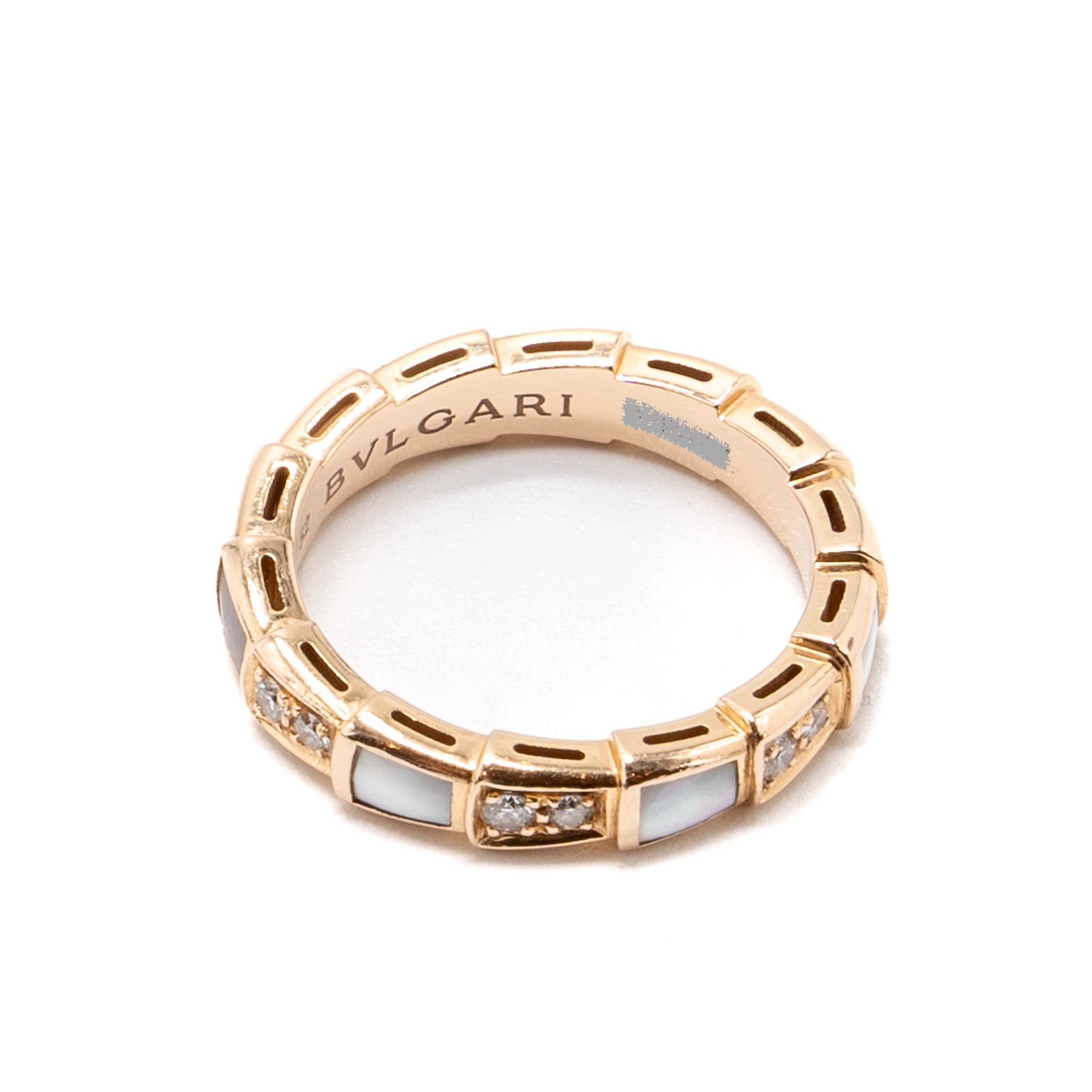 BVLGARI SERPENTI VIPER RING MOTHER OF PEARL/ ROSE GOLD DIAMONDS