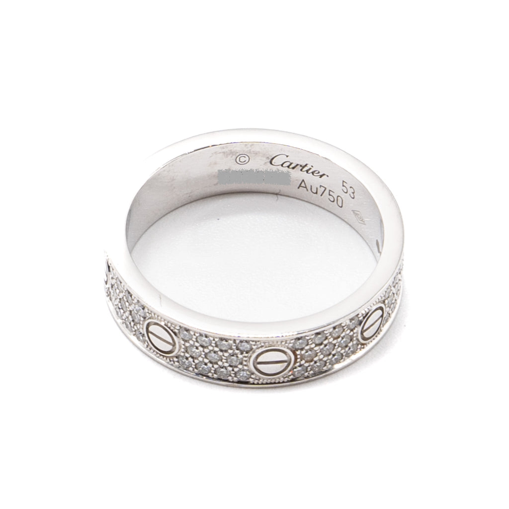 CARTIER LOVE WEDDING BAND WHITE GOLD DIAMOND PAVED
