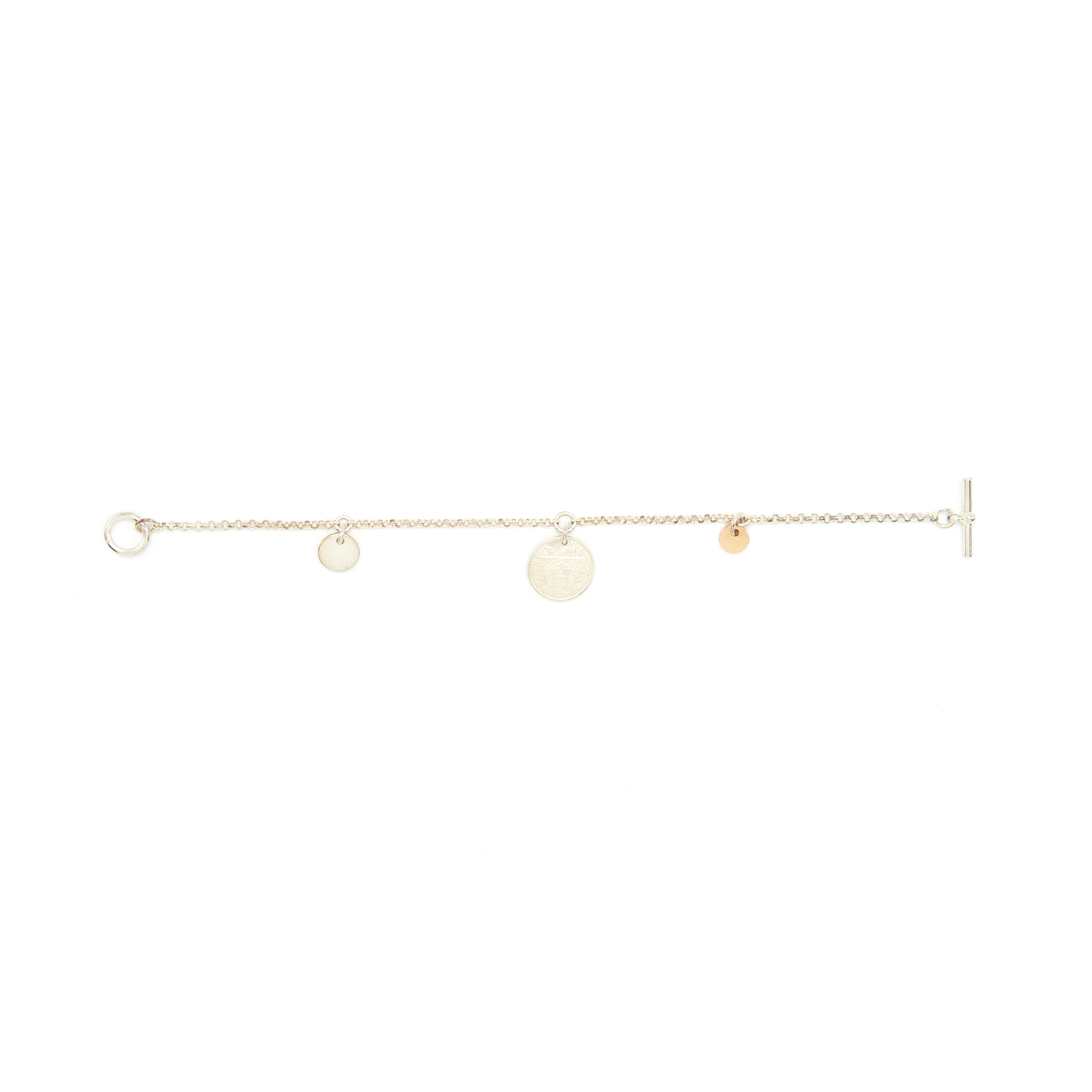 HERMES EX LIBRIS BRACELET STERLING SILVER/ROSE GOLD