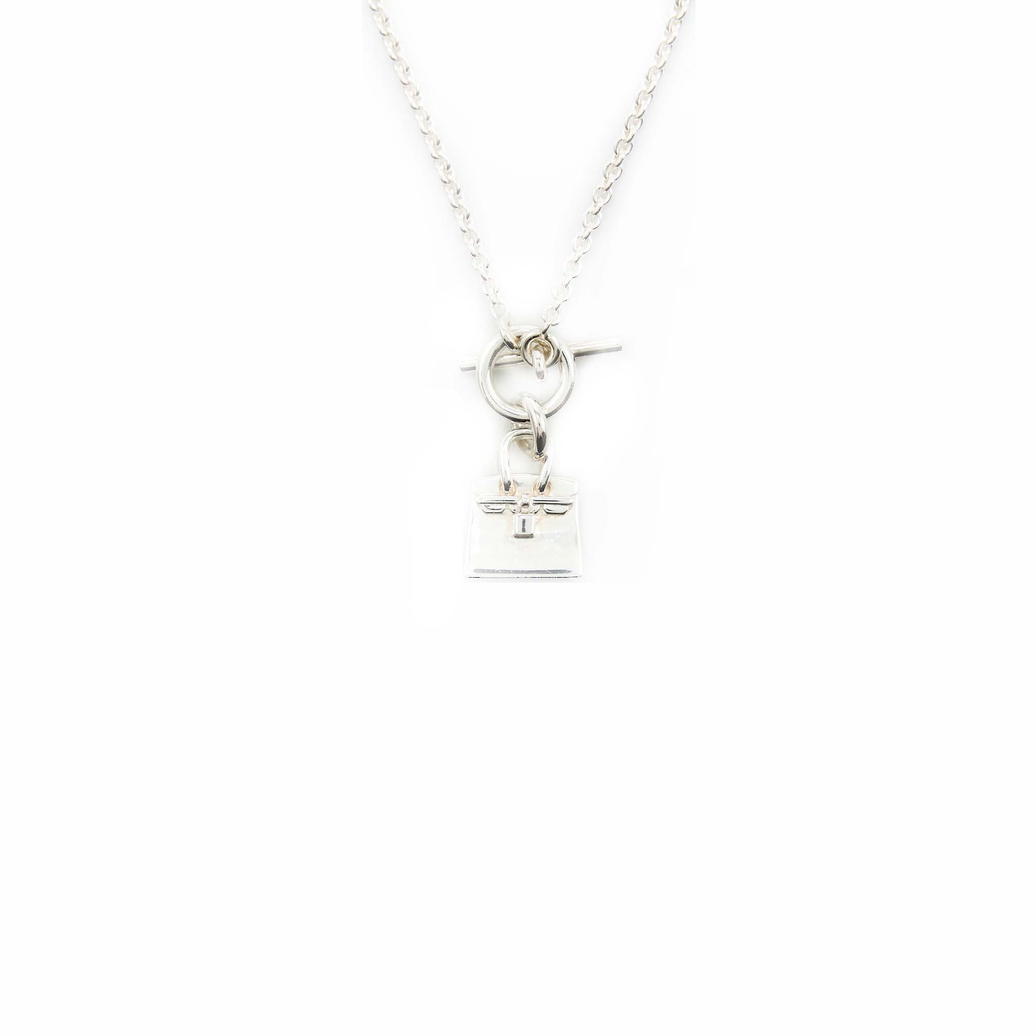 HERMES AMULETTE PENDENT BIRKIN NECKLANCE STERLING SILVER