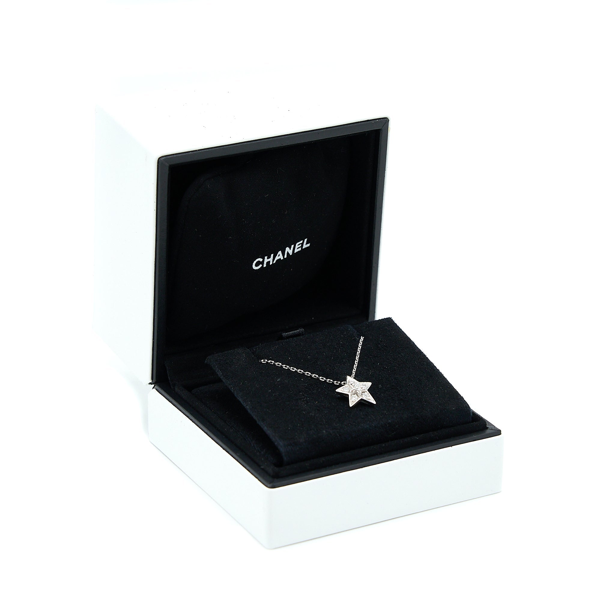 CHANEL SMALL VERSION COMETE GEODE NECKLACE WHITE GOLD DIAMONDS