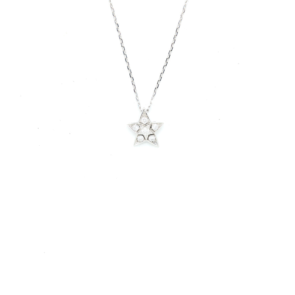 CHANEL SMALL VERSION COMETE GEODE NECKLACE WHITE GOLD DIAMONDS