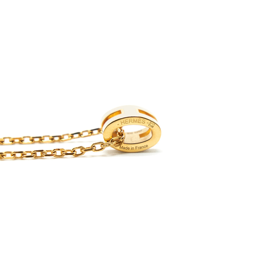HERMES MINI POP H PENDANT AND EARRINGS MARRON GLACÉ GHW (SELL IN A SET)
