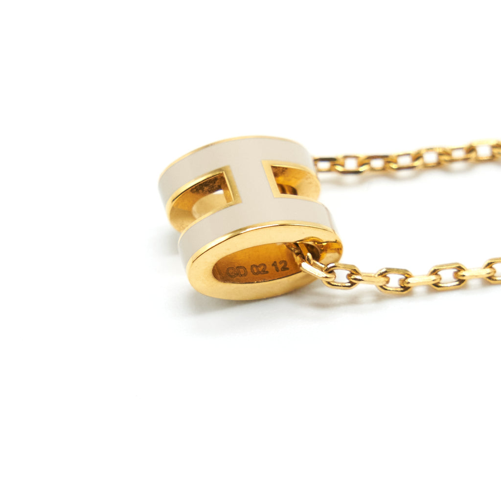 HERMES MINI POP H PENDANT AND EARRINGS MARRON GLACÉ GHW (SELL IN A SET)