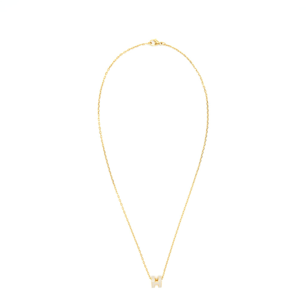 HERMES MINI POP H PENDANT AND EARRINGS MARRON GLACÉ GHW (SELL IN A SET)