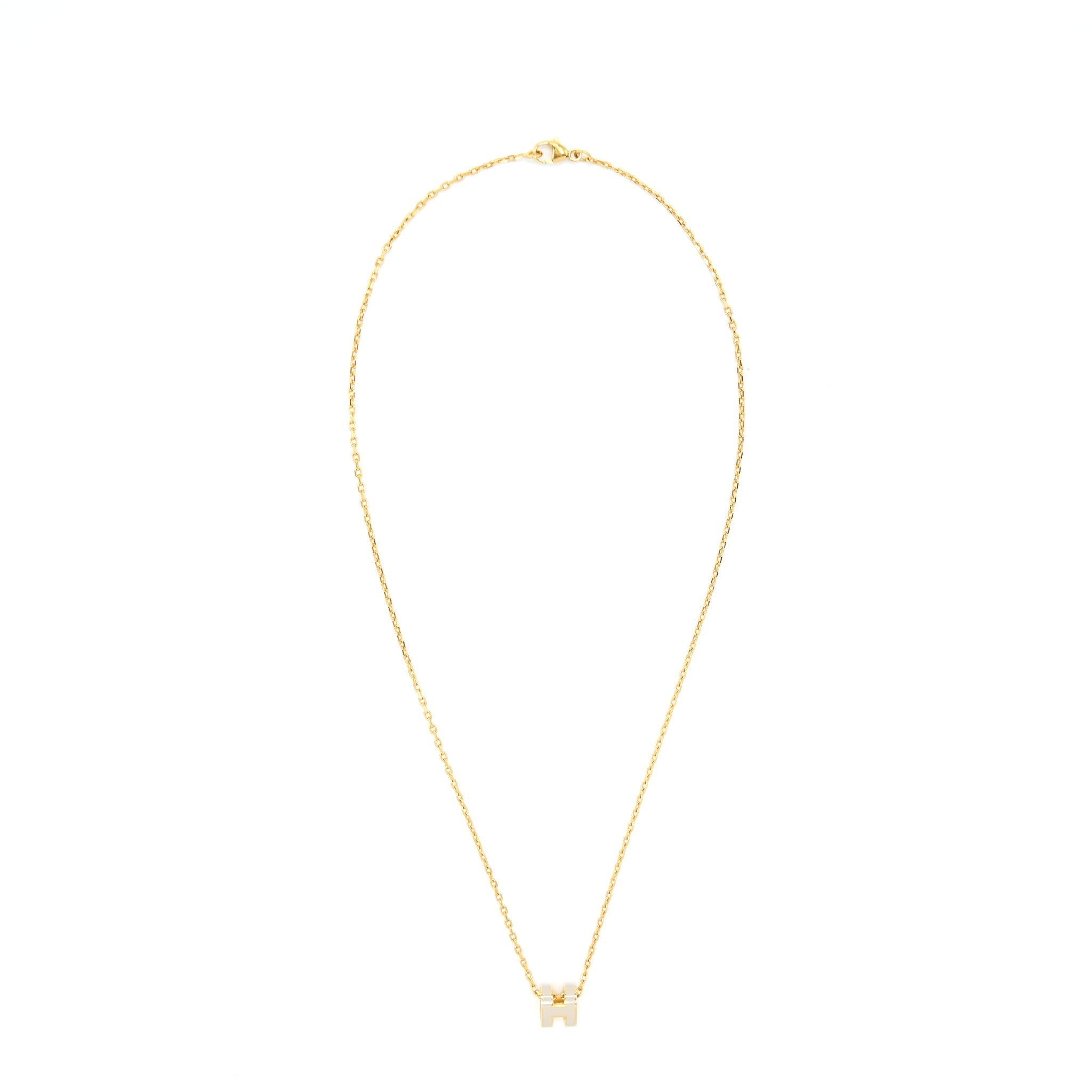HERMES MINI POP H PENDANT AND EARRINGS MARRON GLACÉ GHW (SELL IN A SET)