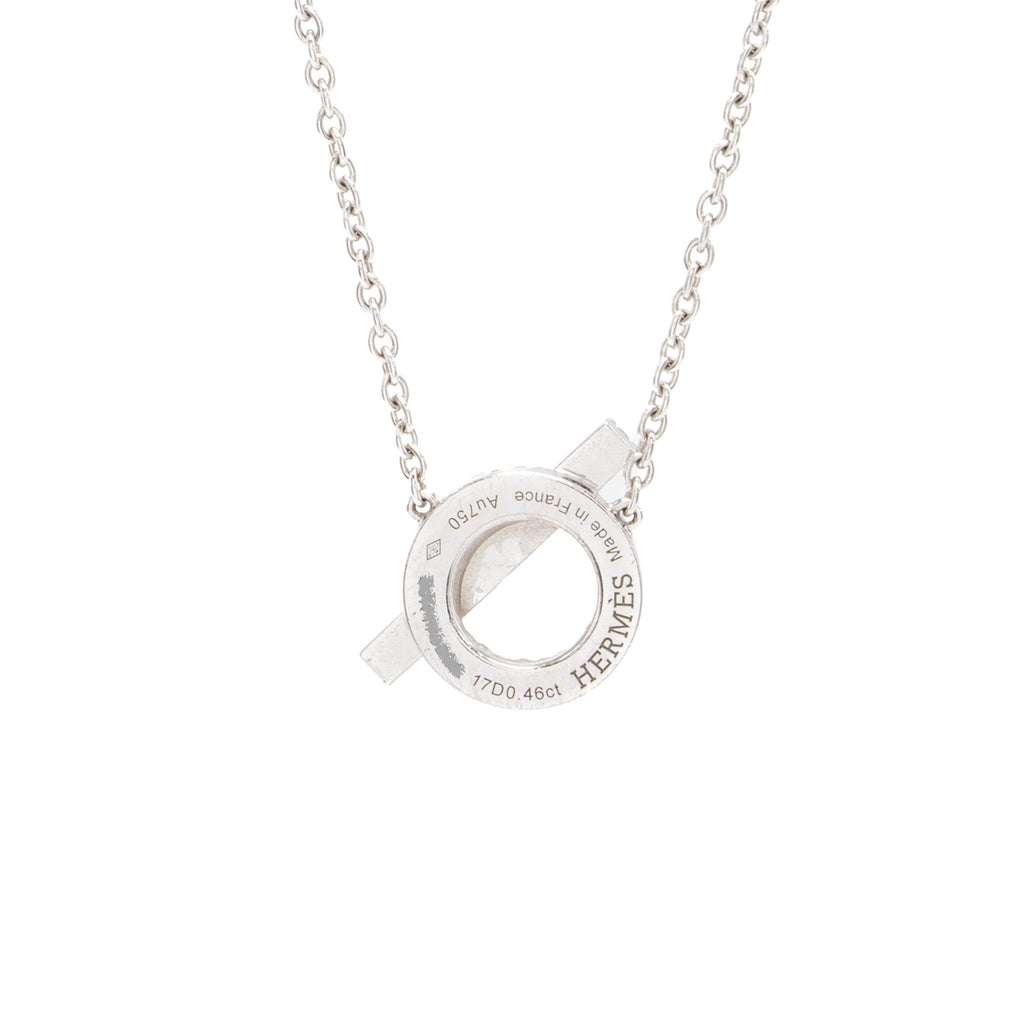HERMES FINESSE PENDANT NECKLACE WHITE GOLD DIAMONDS