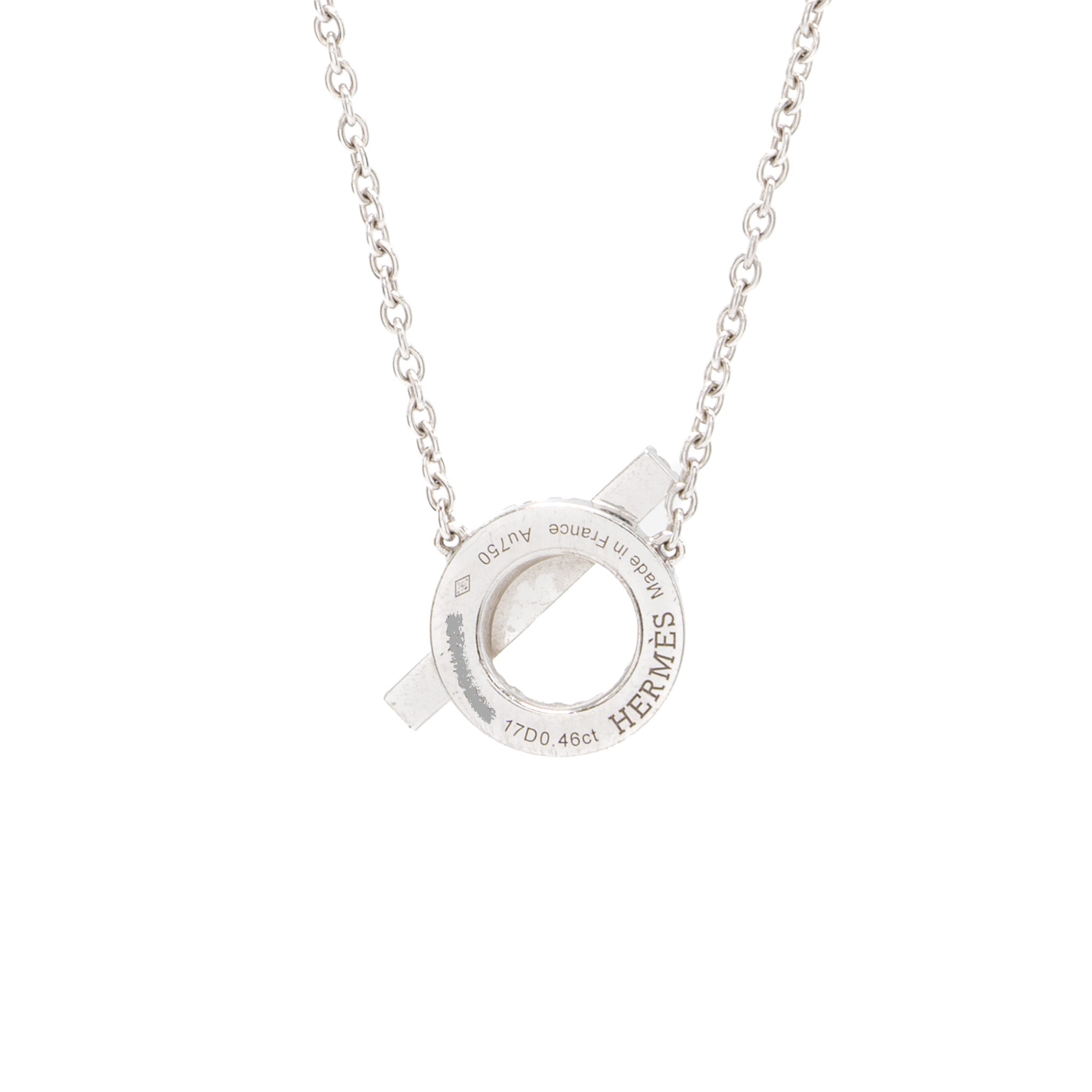 HERMES FINESSE PENDANT NECKLACE WHITE GOLD DIAMONDS