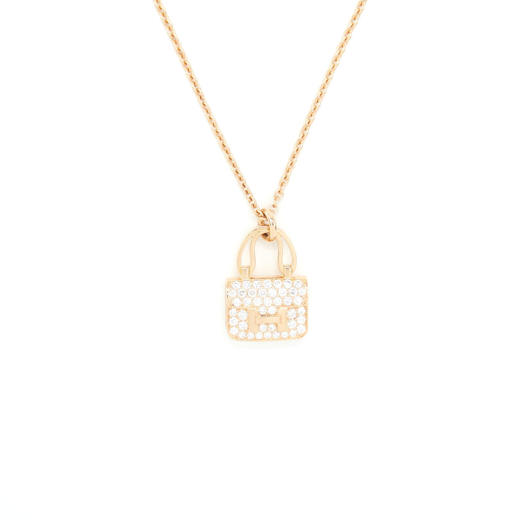 HERMES AULETTES CONSTANCE PENDANT ROSE GOLD WITH DIAMONDS
