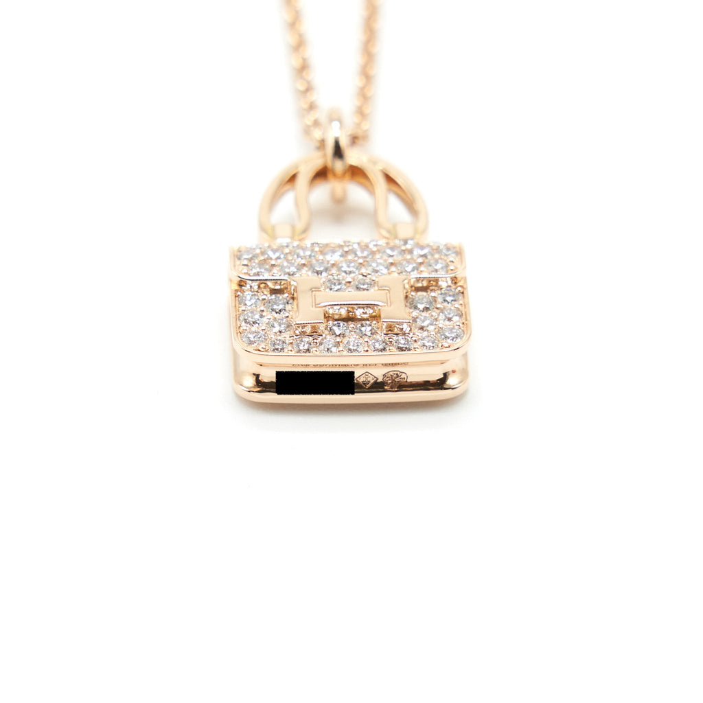 HERMES AULETTES CONSTANCE PENDANT ROSE GOLD WITH DIAMONDS
