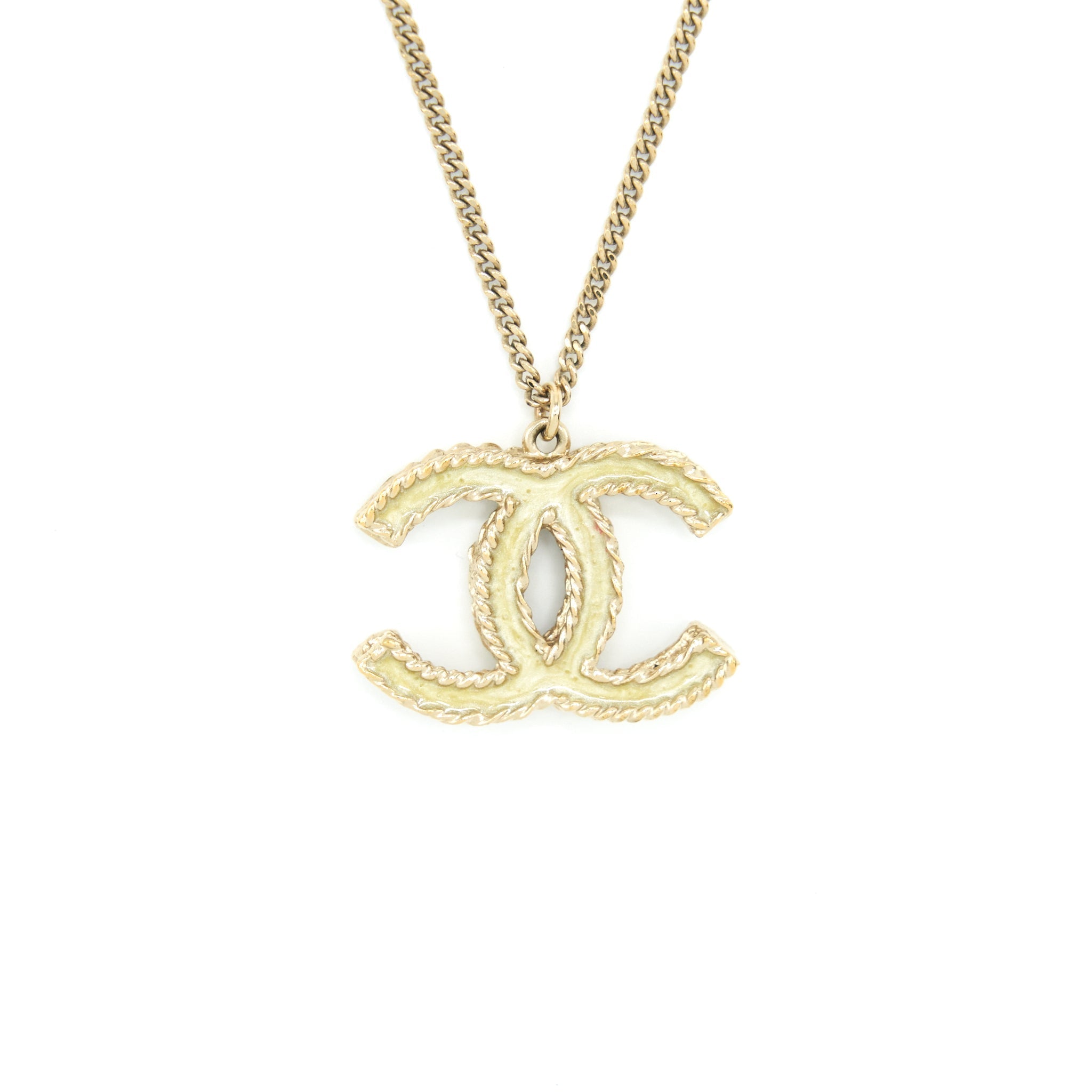 CHANEL CC LOGO WITH CRYSTAL NECKLACE LIGHT GOLD TONE