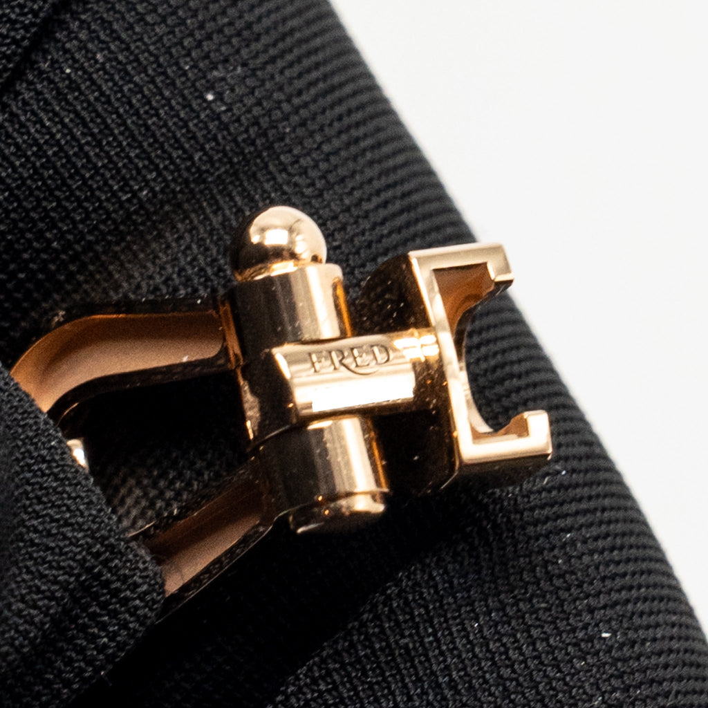 FRED FORCE 10 BRACELET, HALF DIAMONDS BUCKLE WITH RED CABLE PINK GOLD