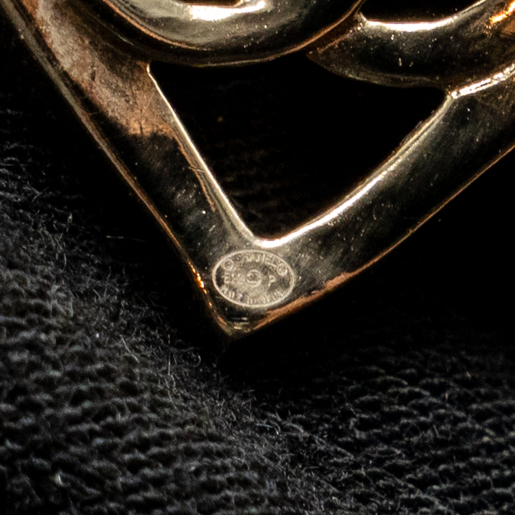 CHANEL HEART DROPPED HOOP EARRINGS LIGHT GOLD TONE