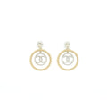CHANEL GIANT CC LOGO AND ROUND EARRINGS SILVER/LIGHT GOLD TONE