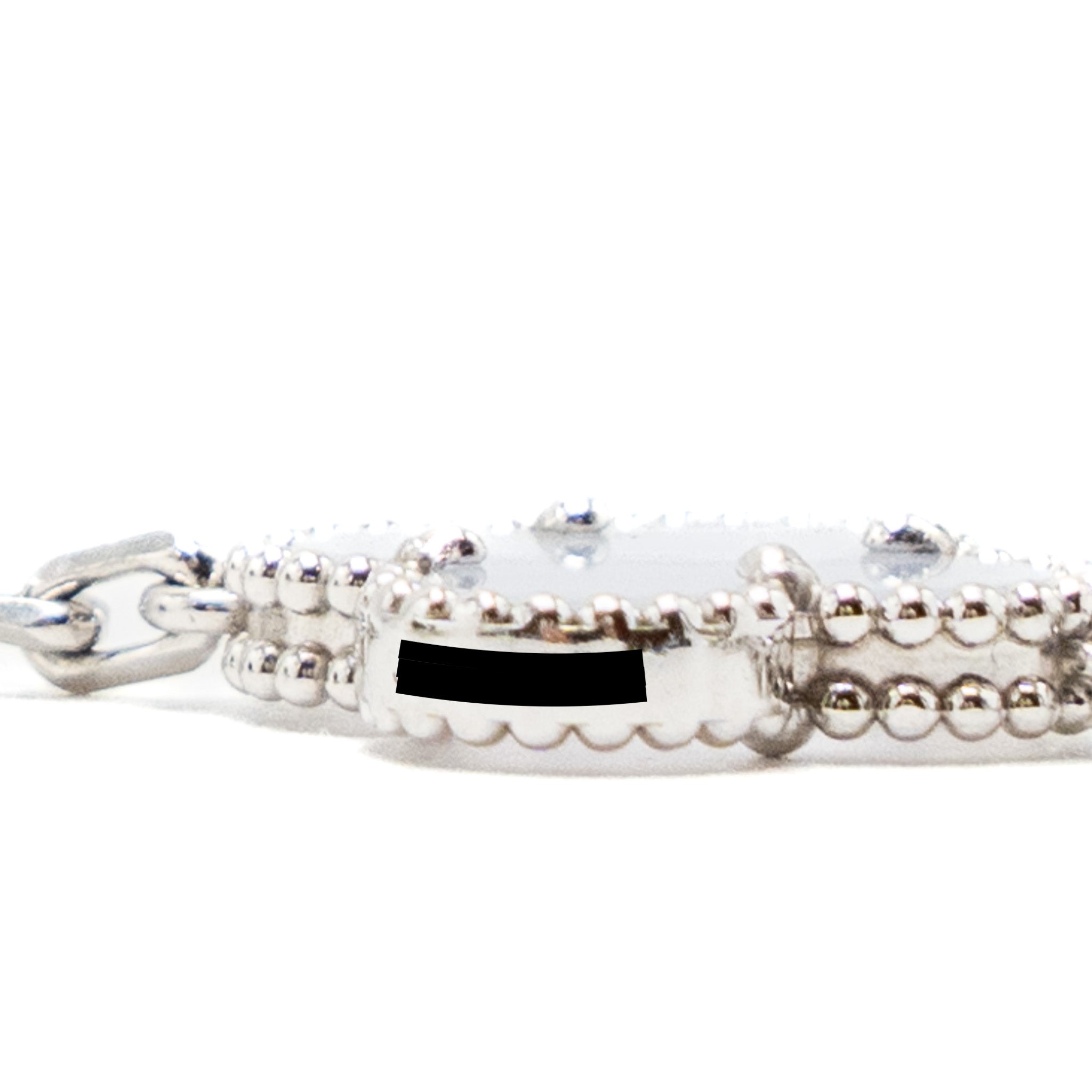 VAN CLEEF&ARPELS VINTAGE ALHAMBRA BRACELET, 5 MOTIFS 18K WHITE GOLD, CHALCEDONY