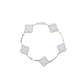 VAN CLEEF&ARPELS VINTAGE ALHAMBRA BRACELET, 5 MOTIFS 18K WHITE GOLD, CHALCEDONY