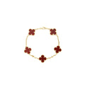 VAN CLEEF AND ARPELS VINTAGE ALHAMBRA 5 MOTIFS BRACELET CARNELIAN WITH YELLOW GOLD