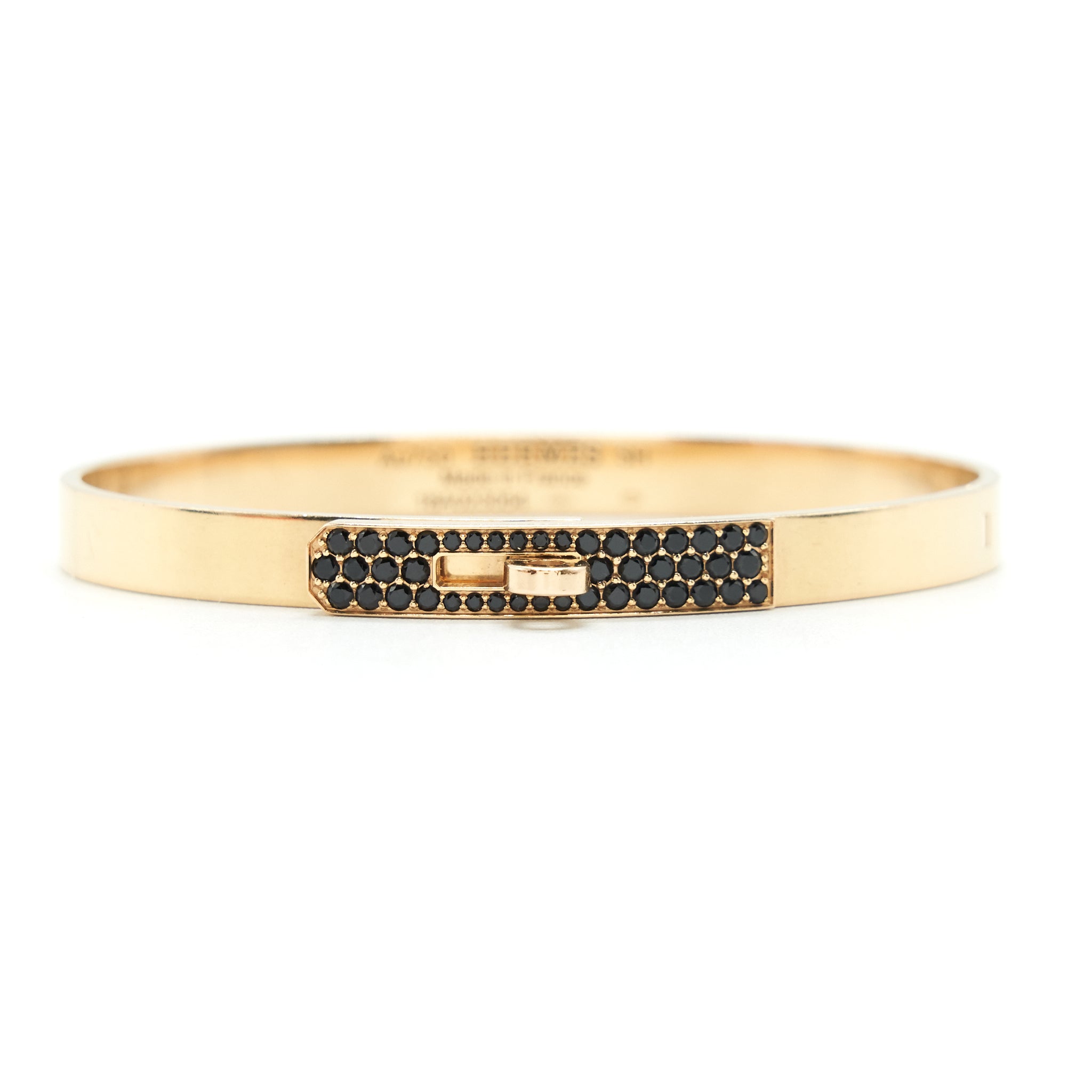 HERMES KELLY BRACELET ROSEGOLD AND BLACK SPINELS GEMSTONES